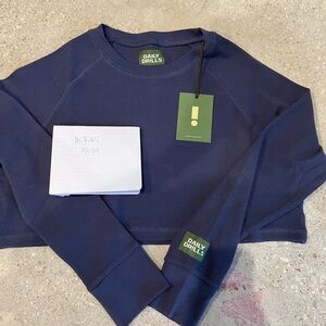 Daily Drills!!! - Cropped navy thermal top- XS/S